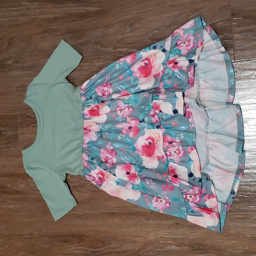(2T) PatPat Toddler Girl's High Low Fit & Flare Dress Floral Print Ruffle Soft